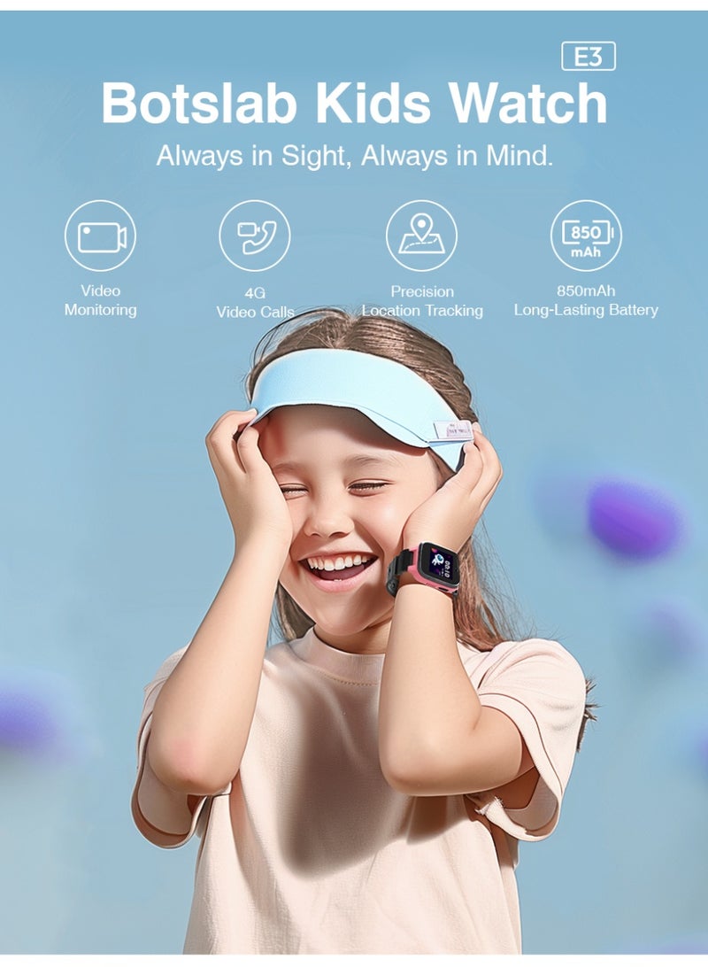 بوتسلاب ساعة ذكية للأطفال من بوتسلاب Kids Smart Watch E3 – ساعة ذكية للأطفال مع مكالمات فيديو، واي فاي، كاميرا، زر تنبيه الأمان، مقاومة للماء (وردي) - Image 3